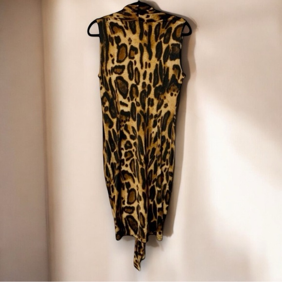Decordon Leopard Deep Plunge Party Club Sleeveless Dress Size Large - Picture 4 of 5